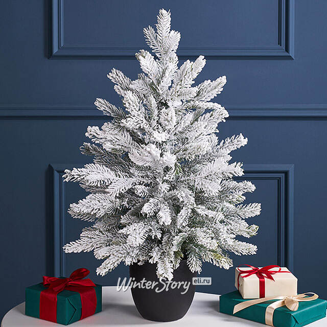 Искусственная елка с лампочками Гранада 60 см заснеженная, 48 теплых белых LED, ЛИТАЯ + ПВХ, контроллер, на батарейках Winter Deco