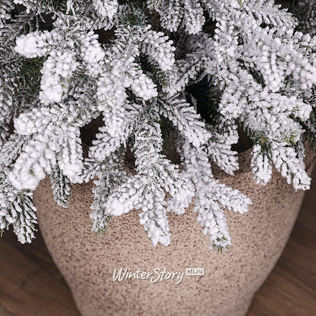 Искусственная елка с лампочками Norway 90 см заснеженная в кашпо, 90 теплых белых LED, ЛИТАЯ + ПВХ Winter Deco