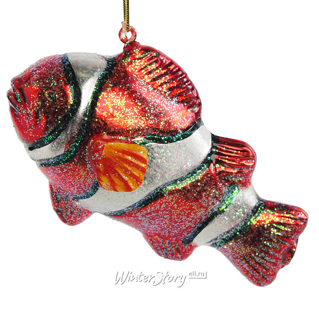 Елочная игрушка Рыбка Клоун 12 см, подвеска, стекло Winter Deco