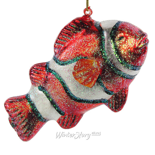 Елочная игрушка Рыбка Клоун 12 см, подвеска, стекло Winter Deco