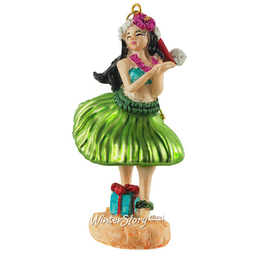 Стеклянная елочная игрушка Леди Мейлеа - Гавайский Танец 13 см, подвеска Winter Deco