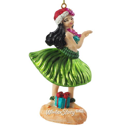 Стеклянная елочная игрушка Леди Мейлеа - Гавайский Танец 13 см, подвеска Winter Deco
