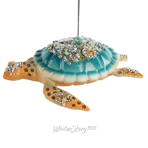 Стеклянная елочная игрушка Черепаха Изадора 13 см, подвеска Winter Deco