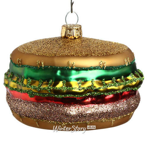 Стеклянная елочная игрушка Сочный Гамбургер 9 см, подвеска Winter Deco