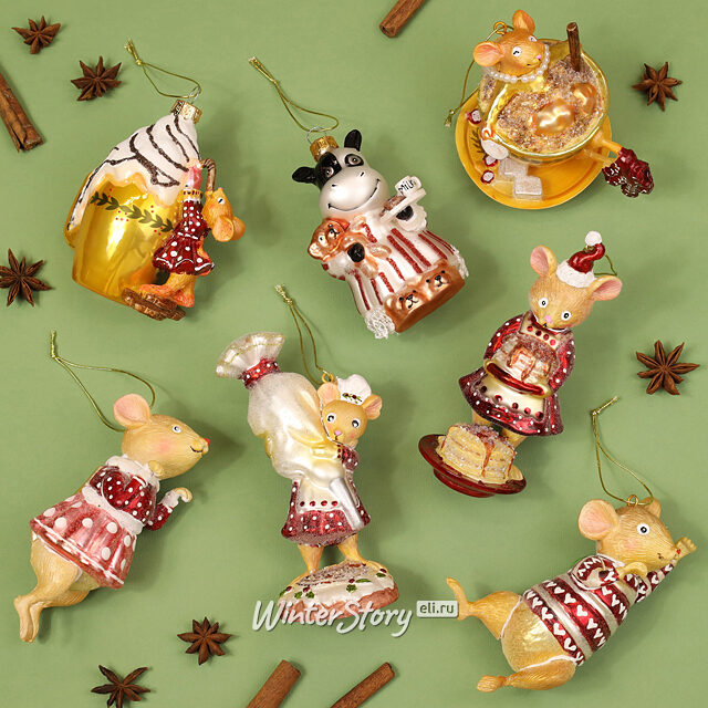 Елочные игрушки Сладкая жизнь мышек 11 см, 2 шт, стекло Winter Deco