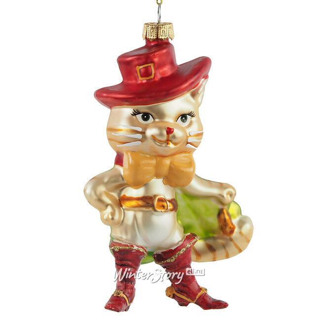 Елочная игрушка Кот в Сапогах 14 см, подвеска, стекло Winter Deco