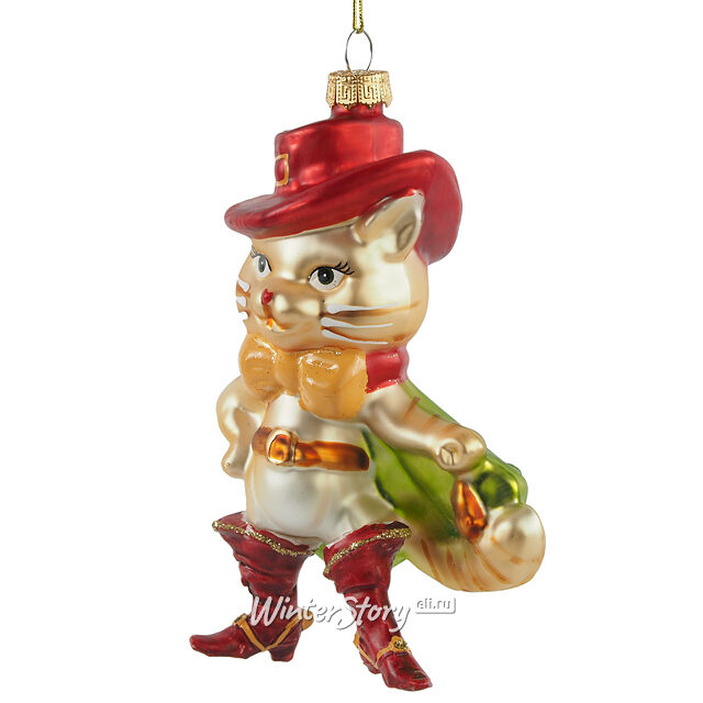 Елочная игрушка Кот в Сапогах 14 см, подвеска, стекло Winter Deco