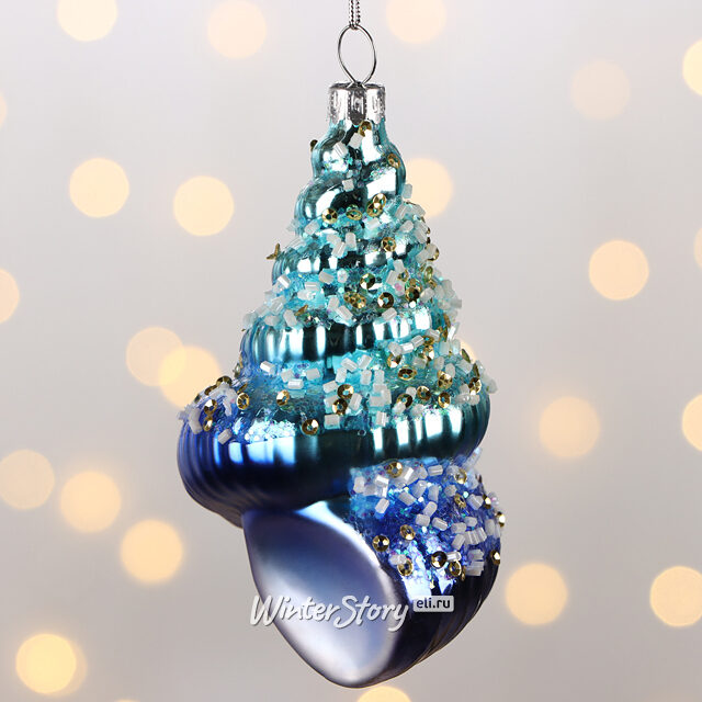 Елочная игрушка Ракушка Русалочки 11 см, подвеска, стекло Winter Deco