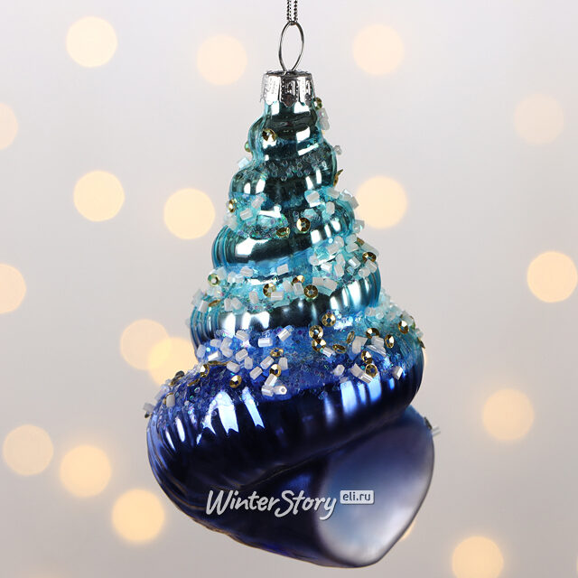 Елочная игрушка Ракушка Русалочки 11 см, подвеска, стекло Winter Deco