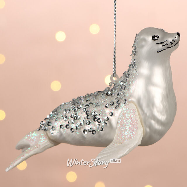 Елочная игрушка Морской Лев Хьюго 15 см, подвеска, стекло Winter Deco