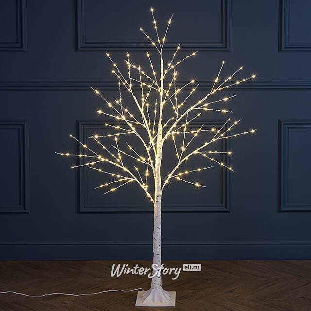 Светодиодное дерево Березка Balbeggi заснеженное 120 см, 300 теплых белых LED ламп, IP44 Winter Deco
