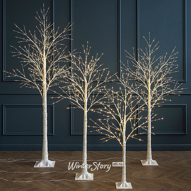 Светодиодное дерево Березка Balbeggi заснеженное 120 см, 300 теплых белых LED ламп, IP44 Winter Deco