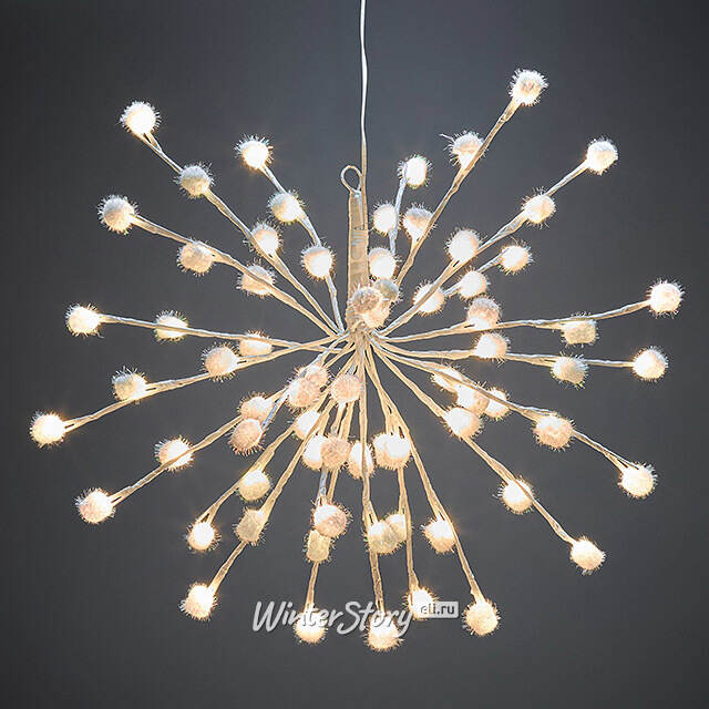 Светодиодное украшение Фейерверк Dandelion 45 см, 72 теплых белых LED ламп с мерцанием, IP44 Winter Deco