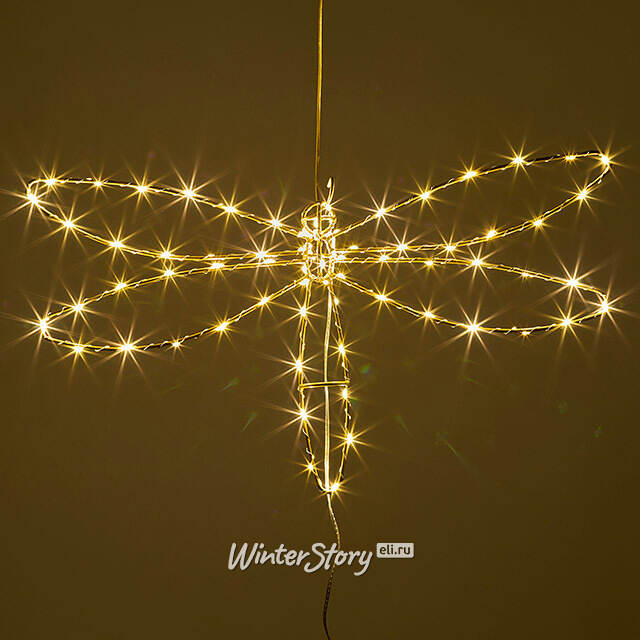 Плоское светодиодное украшение Стрекоза 50 см, 70 теплых белых LED ламп, IP44 Winter Deco