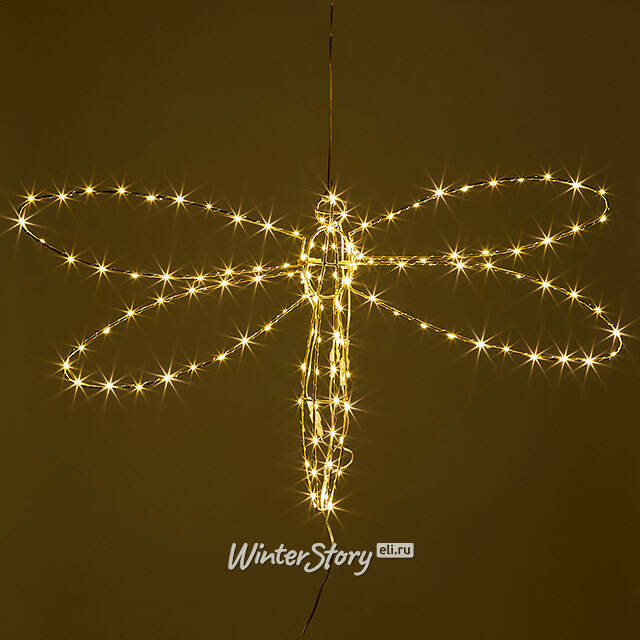 Плоское светодиодное украшение Стрекоза 80 см, 126 теплых белых LED ламп, IP44 Winter Deco