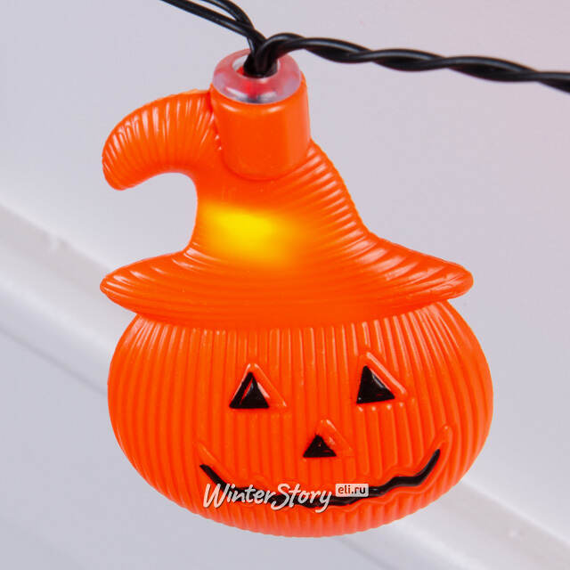 Светодиодная гирлянда на батарейках Halloween - Тыква Джин 3.80 м, 20 желтых LED ламп Winter Deco