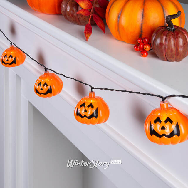 Светодиодная гирлянда на батарейках Halloween - Тыква Джэк 3.80 м, 20 желтых LED ламп Winter Deco