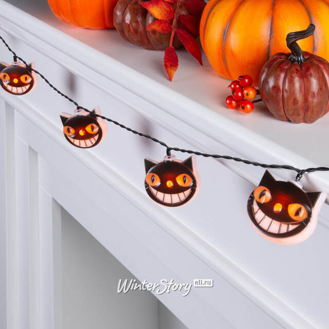 Светодиодная гирлянда на батарейках Halloween - Кот Мэттью 3.80 м, 20 желтых LED ламп Winter Deco