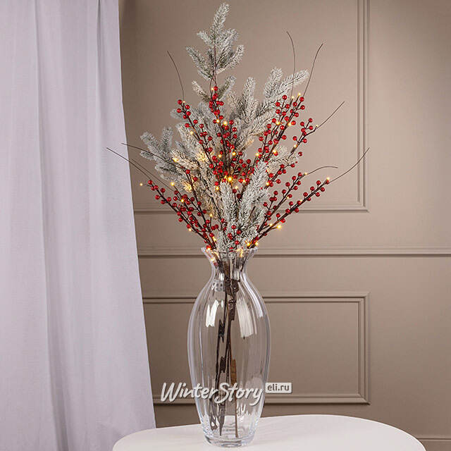 Набор светодиодных веточек Whitney с ягодками 100 см, 16 теплых белых LED ламп, IP44, 3 шт Winter Deco