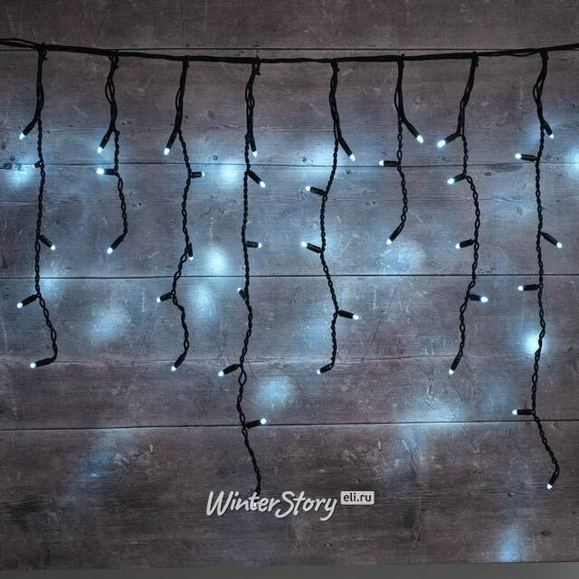 Светодиодная гирлянда Бахрома Profi Rubber 5*0.9 м, 323 холодных белых LED ламп, мерцание, черный КАУЧУК+ПВХ, соединяемая, IP65 Winter Deco