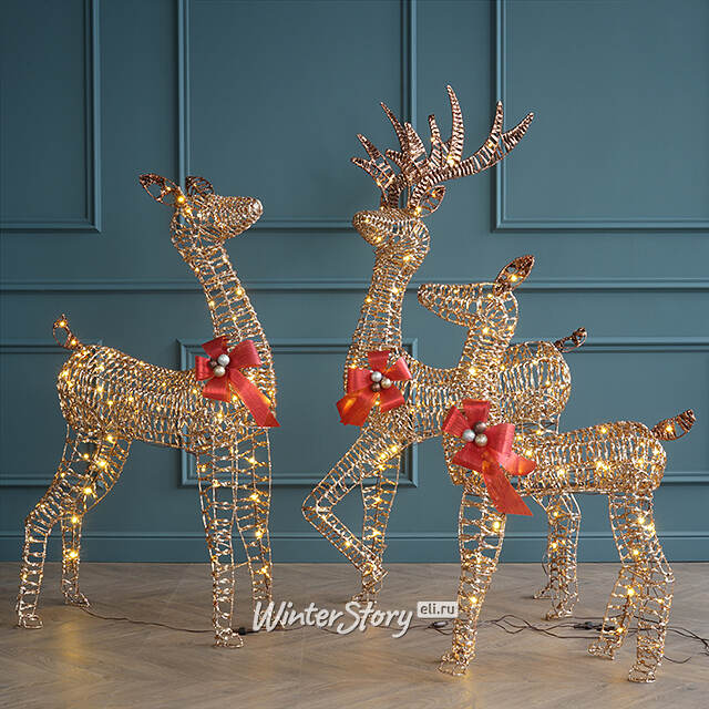 Светодиодная фигура Рождественские Олени 92-152 см, 3 шт, 230 теплых белых LED ламп, IP44 Winter Deco