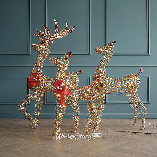 Светодиодная фигура Рождественские Олени 92-152 см, 3 шт, 230 теплых белых LED ламп, IP44 Winter Deco