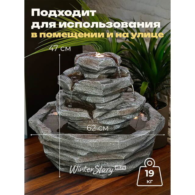 Декоративный фонтан Мон-де-Марманд 62*47 см с LED подсветкой Winter Deco