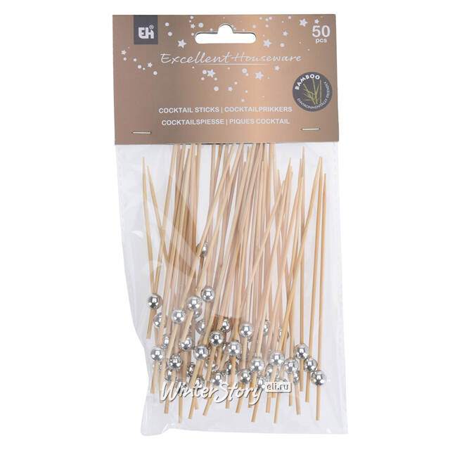 Шпажки для канапе Sparkle 12 см, 50 шт, серебряные Koopman