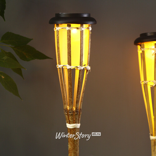 Садовый фонарь на солнечной батарее Solar Bamboo - Natural 65 см, с эффектом живого пламени, IP44 Koopman