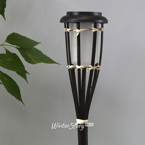 Садовый фонарь на солнечной батарее Solar Bamboo - Black 65 см, с эффектом живого пламени, IP44 Koopman