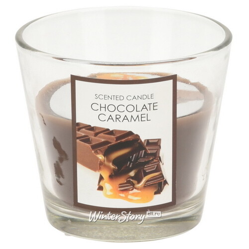 Ароматическая свеча Chocolate Caramel 8 см, в стеклянном стакане Koopman