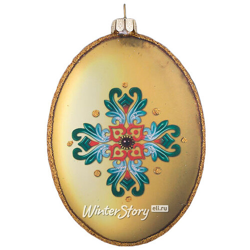 Елочное украшение Овальный Медальон Спаситель 11*9*3 см стекло, подвеска Holiday Classics