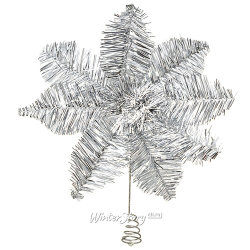 Верхушка Рождественский Цветок 24 см серебряная Kaemingk