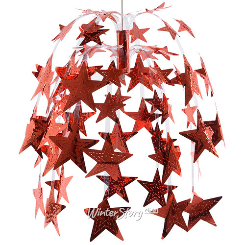 Потолочное украшение Фонтан Звезды 60 см, фольга, красный Kaemingk