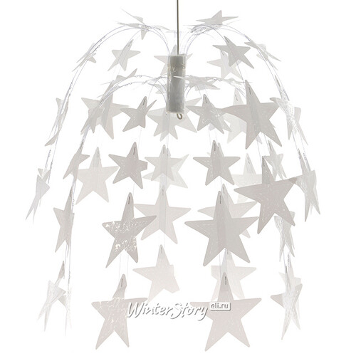 Потолочное украшение Фонтан Звезды 60 см, фольга, белый Kaemingk
