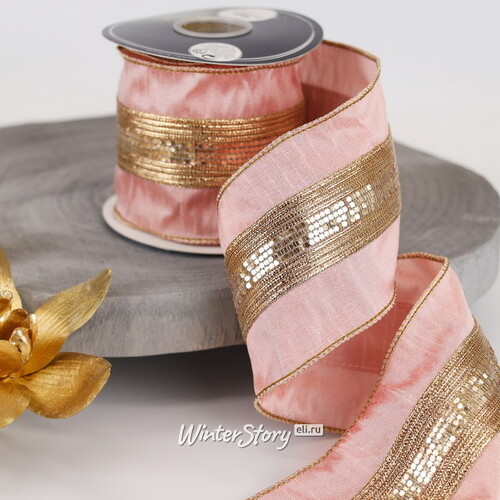 Декоративная лента Rosa Paradies: Glanz Gold 500*10 см Kaemingk