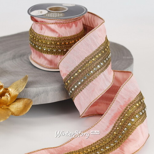 Декоративная лента Rosa Paradies: Glanz Diamanten 500*10 см Kaemingk