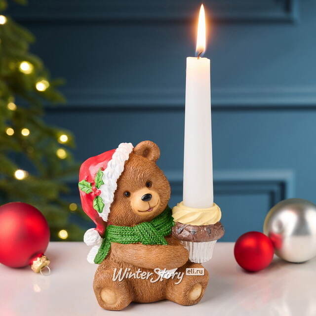 Новогодняя фигурка-подсвечник Медвежонок Пьер: Веселое Рождество 13 см EDG