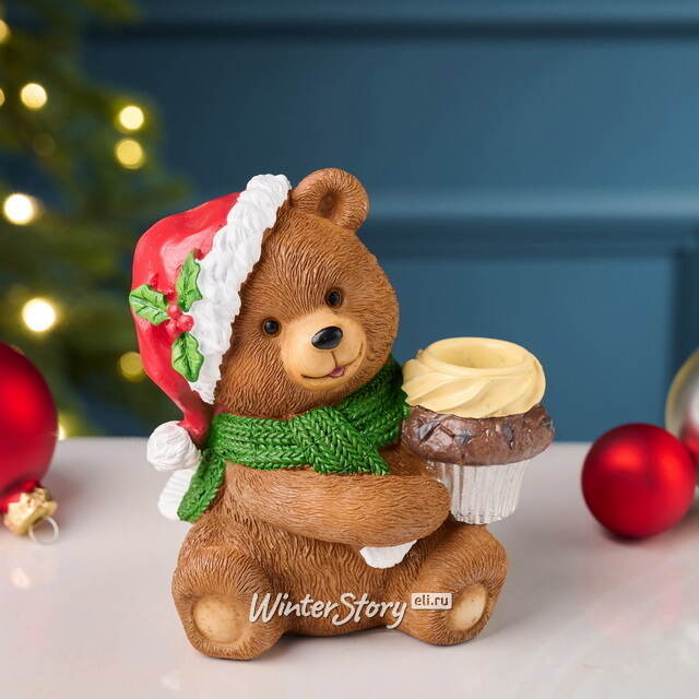 Новогодняя фигурка-подсвечник Медвежонок Пьер: Веселое Рождество 13 см EDG