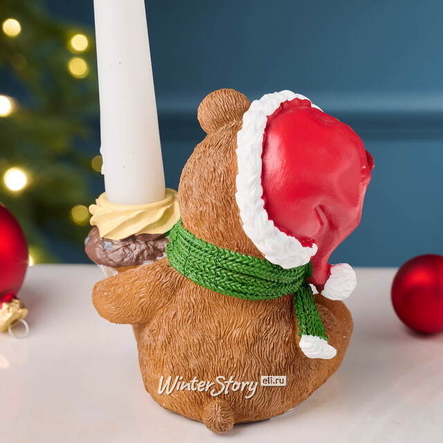 Новогодняя фигурка-подсвечник Медвежонок Пьер: Веселое Рождество 13 см EDG