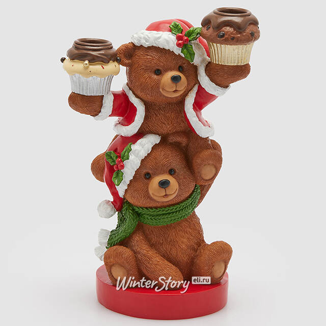 Новогодняя фигурка-подсвечник Медвежата: Веселое Рождество 25 см EDG