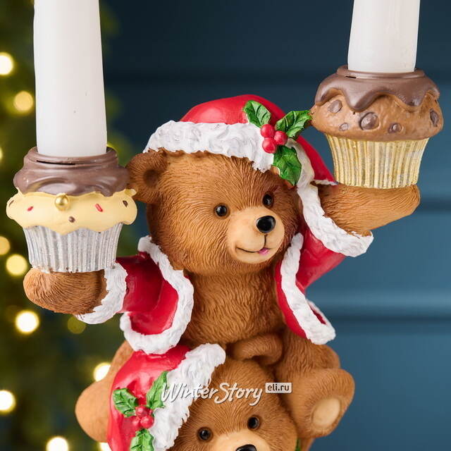 Новогодняя фигурка-подсвечник Медвежата: Веселое Рождество 25 см EDG