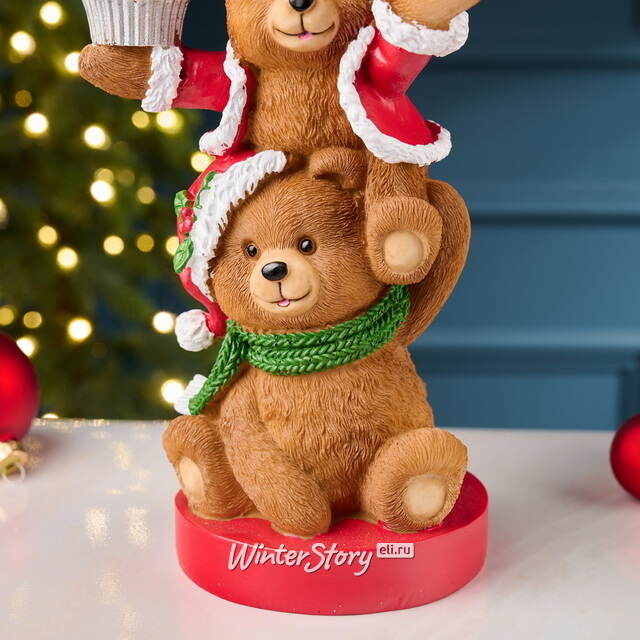 Новогодняя фигурка-подсвечник Медвежата: Веселое Рождество 25 см EDG