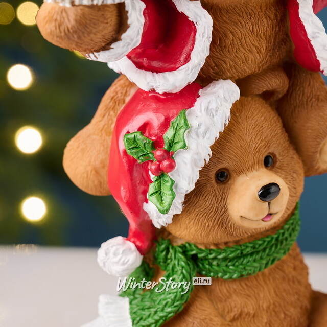 Новогодняя фигурка-подсвечник Медвежата: Веселое Рождество 25 см EDG