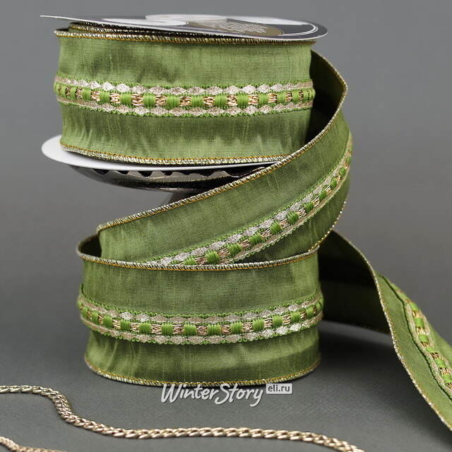Декоративная лента Bella Olive: Classico 1000*6 см Kaemingk