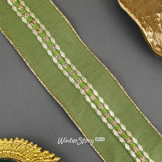 Декоративная лента Bella Olive: Classico 1000*6 см Kaemingk