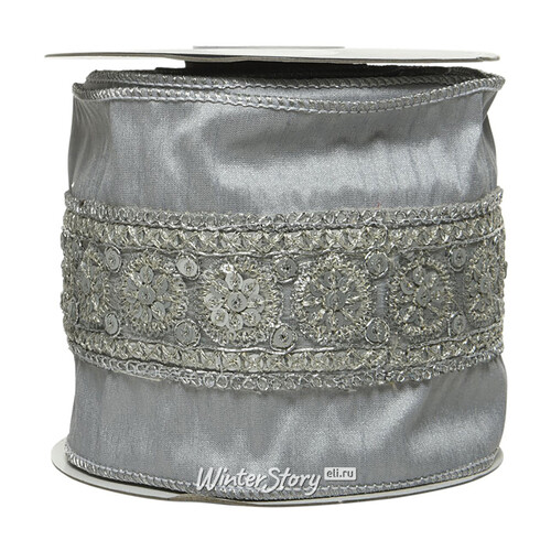 Декоративная лента Silver Windsor: Тонкое Кружево 500*10 см Kaemingk