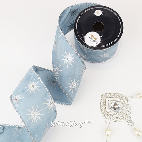 Декоративная лента Serata Azzurra: Морозные кристаллы 270*6 см Kaemingk