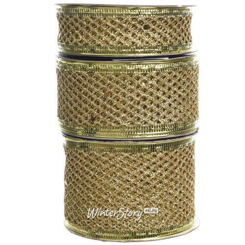 Декоративная лента Сеточка золотая 500*2.5 см Kaemingk