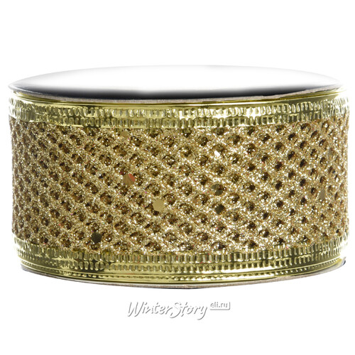 Декоративная лента Сеточка золотая 400*4 см Kaemingk